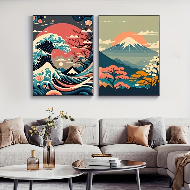 3 個フレームレス日本の自然風景壁アートキャンバス絵画 アート 