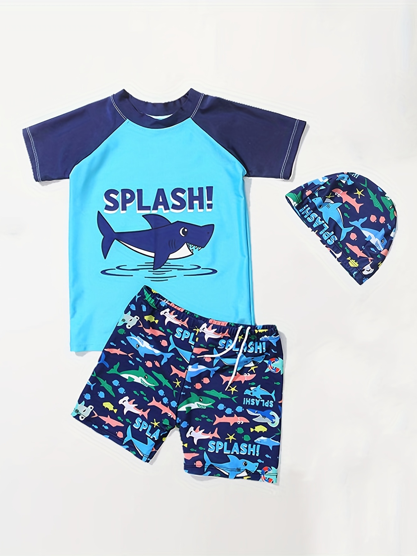 Boys Cartoon Shark Swimming Suit Swimming Trunks & Tops & For