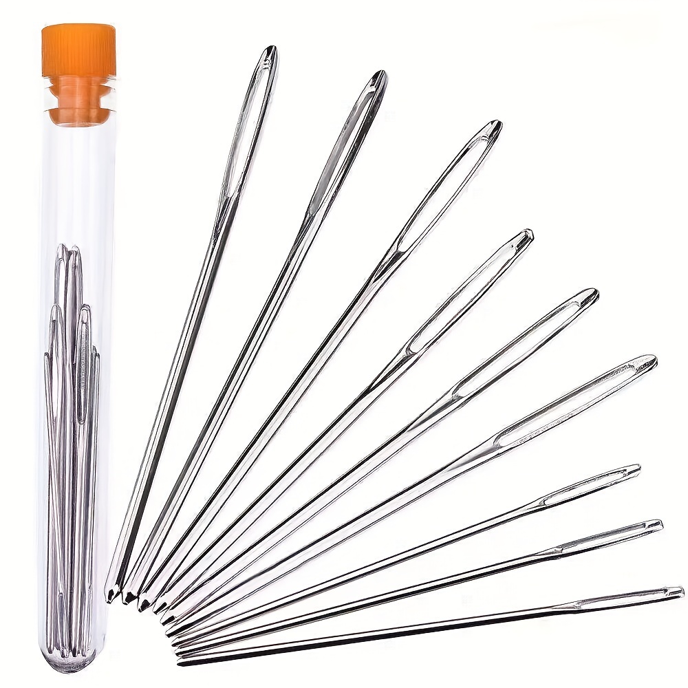 1/5/10set Knitting Loom Hook Crochet Needle Hook And Large Eye Plastic  Sewing Needles For Hair Extension