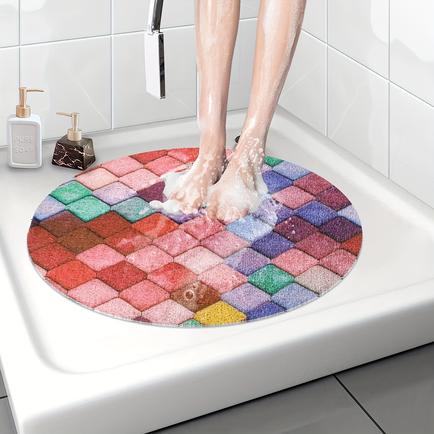 Bath Mats Non-slip Bathtub Mat Pvc Safety Shower Mat With Drain