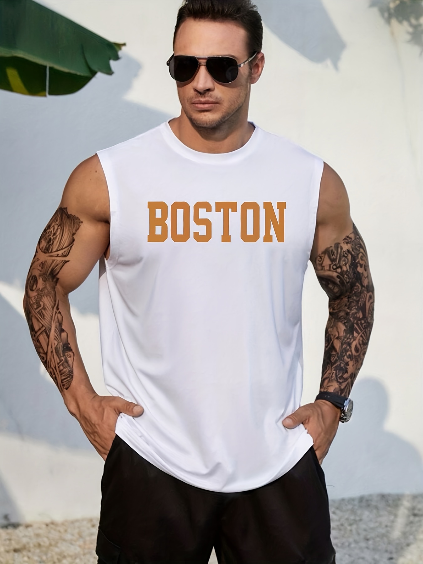 Boston' Round Neck Breathable Vest, Casual Sports Sleeveless Tank Tops,  Men's Summer Clothing - Temu Australia