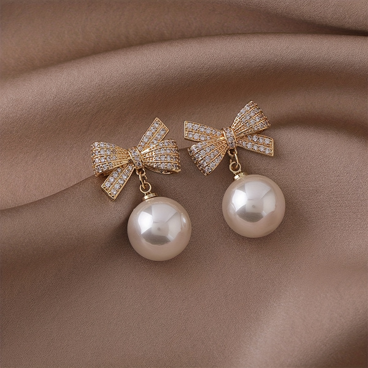 Rhinestone bow earrings - Party - Women
