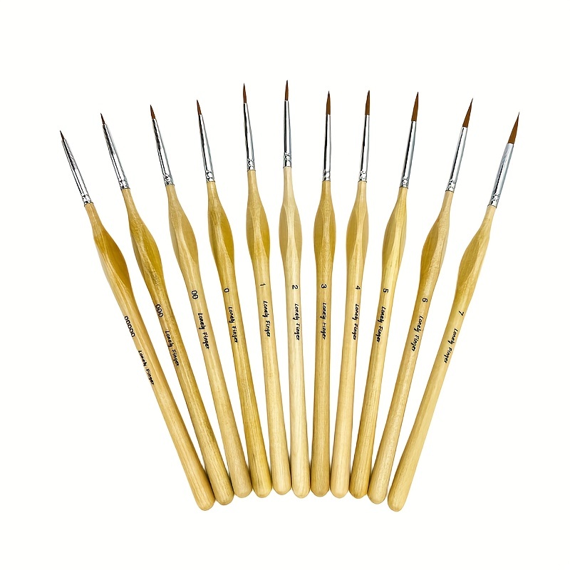 11pcs Miniature Detail Paint Brush Set With Natural Wood Triangle Rod For  Watercolor Oil Craft Models Line Drawing, Micro Small Thin Paintbrush Great  For Beginners And Professionals