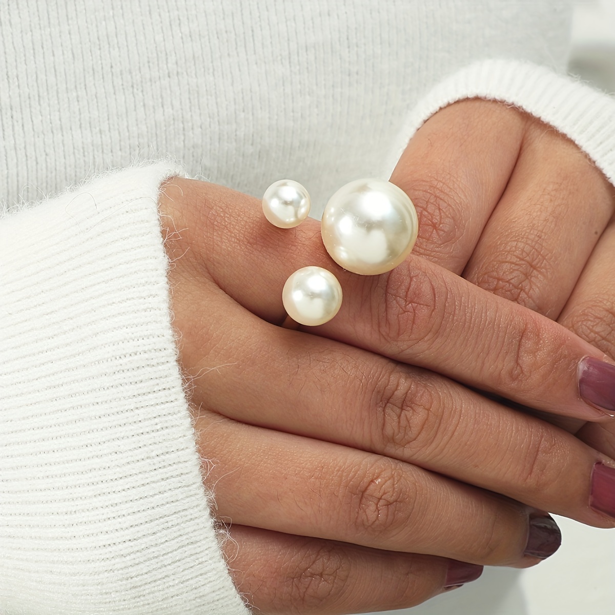 French Romantic Ring with Spherical Stone, Adjustable, Party Accessory