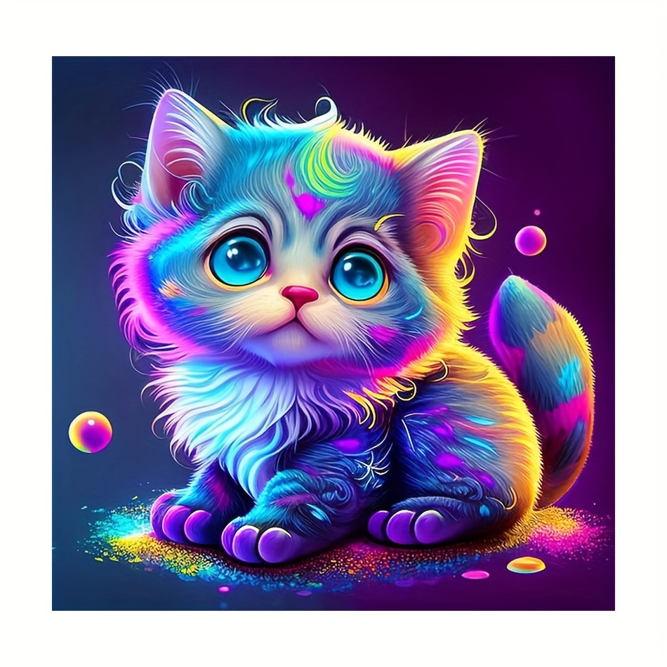 Diy Paint By Numbers Kit Cat Animals Wall Art Picture - Temu