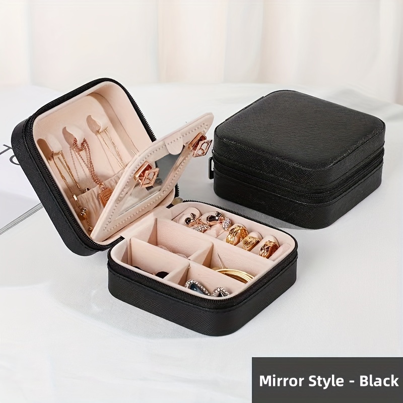 Jewelry Organizer With Mirror Display Travel Jewelry Case Boxes