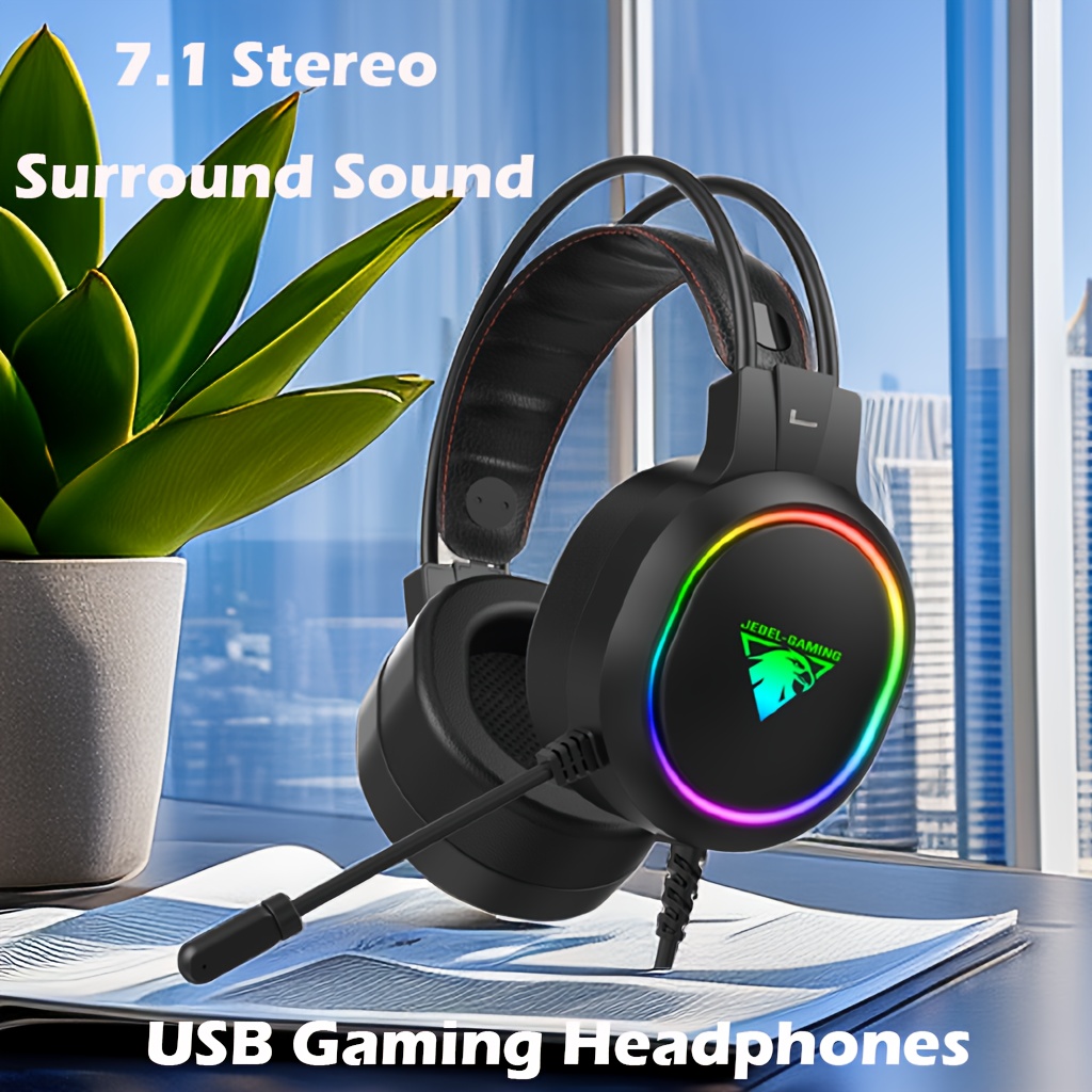 Auricular Gamer USB 7.1 Surround - AZUL c/ LED y Microfono Con