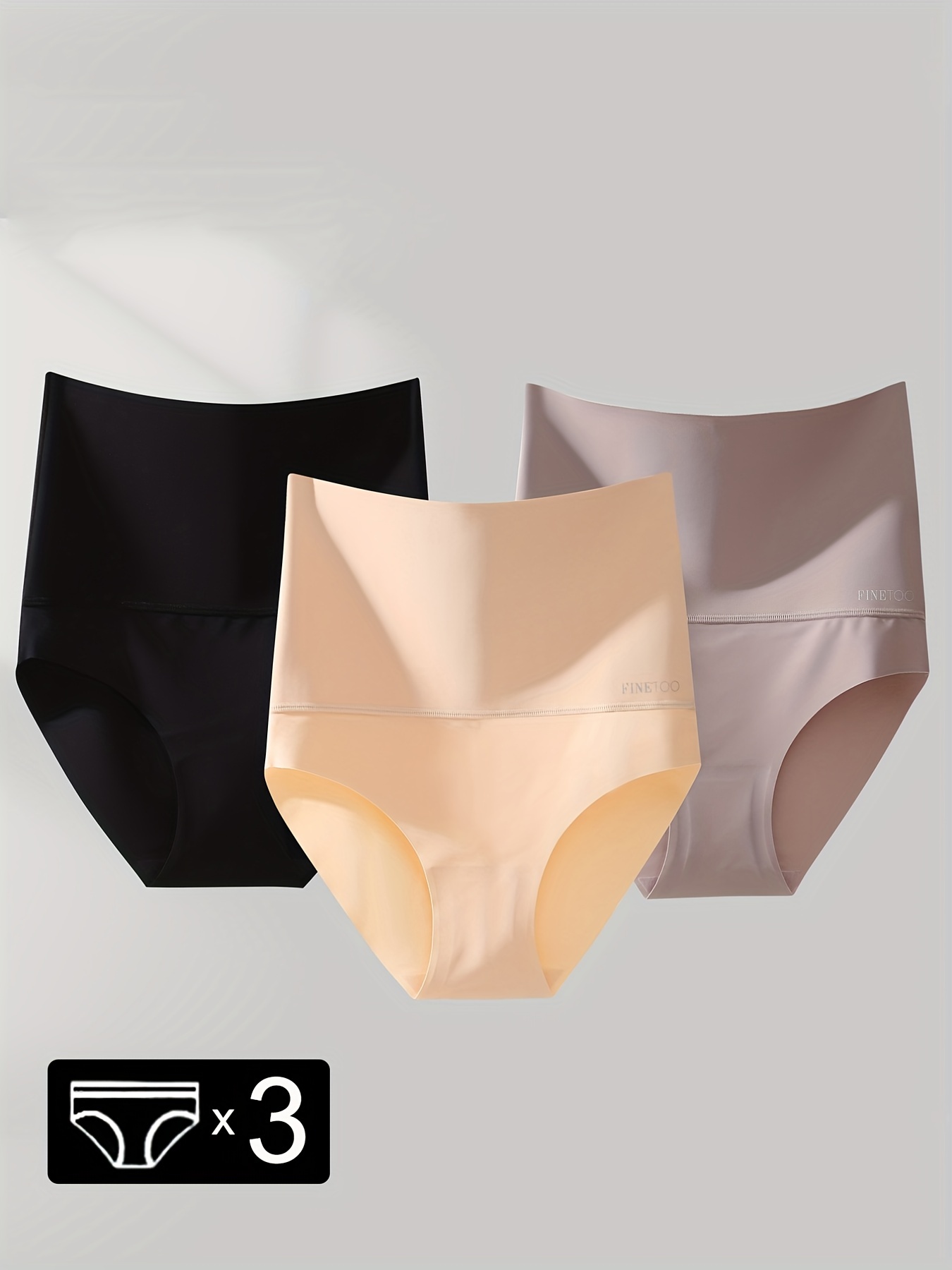 Finetoo 4 Pack High Waisted Underwear for Women Tummy Control Panties High  Rise Body Shaper Brief Nylon Seamless Bikini Panty for Ladies Size-Medium