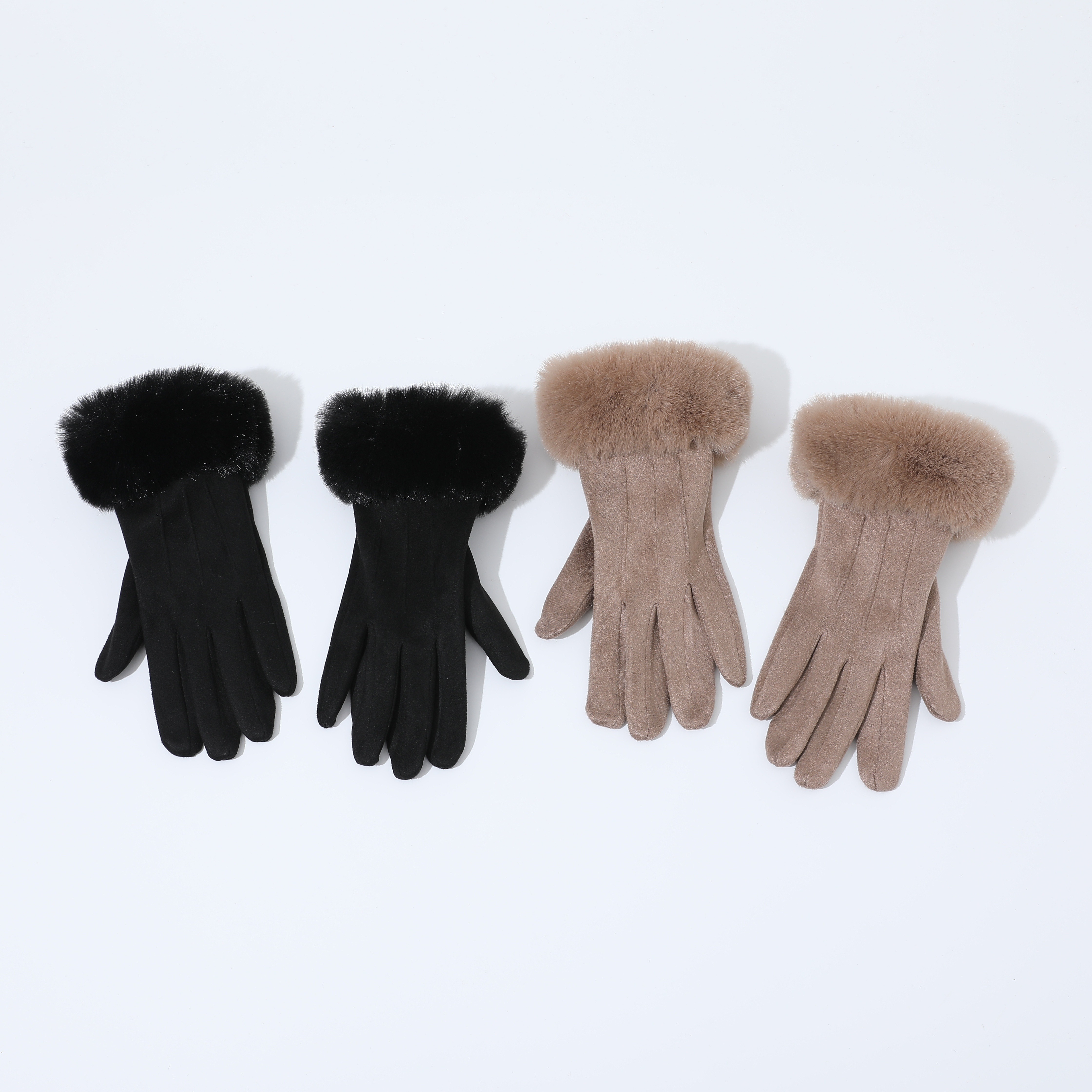 

Thick Soft Plush Cuff Gloves Short Solid Color Warm Fingertip Embroidered Touchscreen Gloves Autumn Winter Coldproof Elastic Gloves