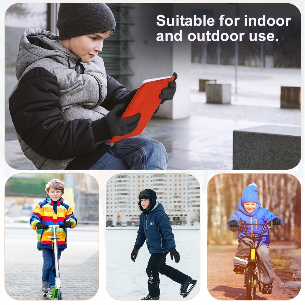 Kids Winter Touchscreen Running Gloves: Girls Boys Warm Fleece Sport Glove  Aged 4-12 Childrens for Cycling Football Gray Age 6-8 Gray