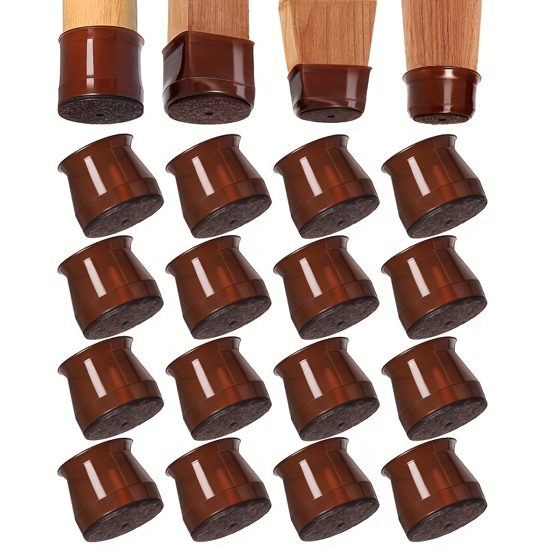 Protectores de silicona para patas de sillas en color nogal oscuro con  almohadillas de fieltro - 16 unidades de tapas para patas de sillas. Se  adapta a todas las formas. Protege tus suelos de los arañazos y reduce el  ruido con los protectores  