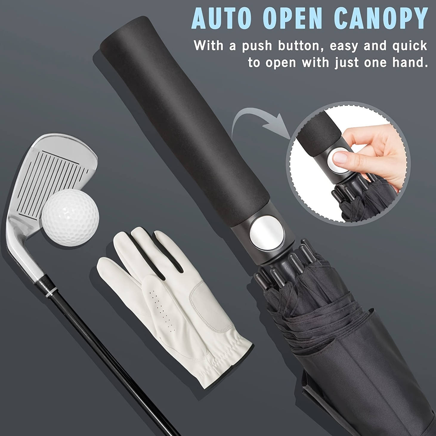 Lot de 2 parapluies de golf de 157,5 cm, grand parapluie coupe-vent à  ouverture automatique avec double auvent, ventilé, imperméable et  coupe-vent