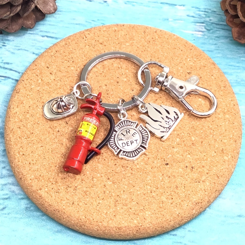 1pc Firefighter Keychain For Men, Fire Keyring, Fire Extinguisher  Keychain, Fireman Gift