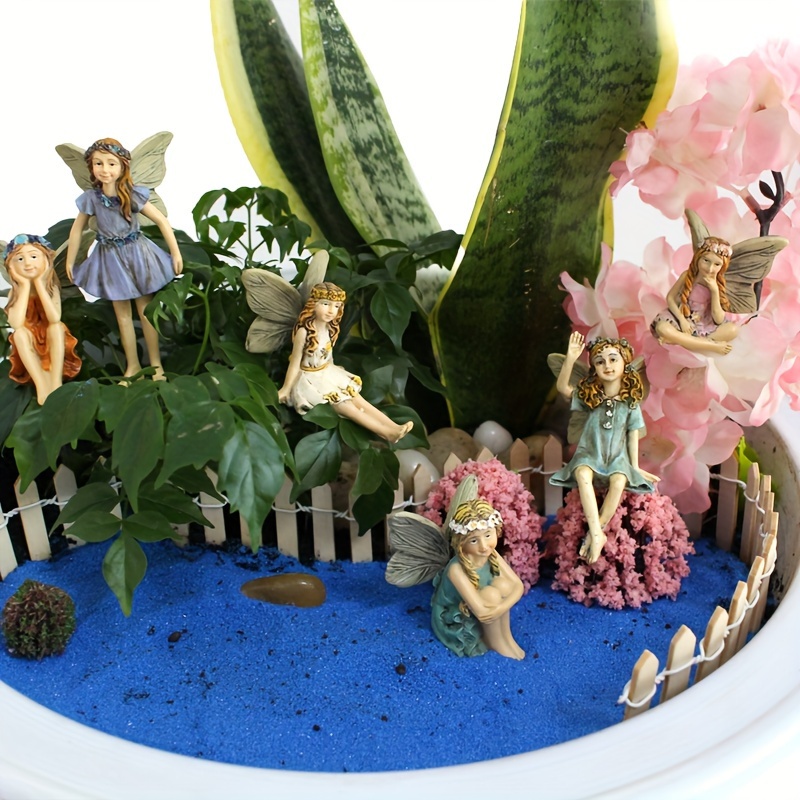 Hada de adorno de jardín, estatua de elfo mágico sentado Figuras de jardín  con decoración de girasol, decoración de figuritas de hadas para el hogar,  patio, patio