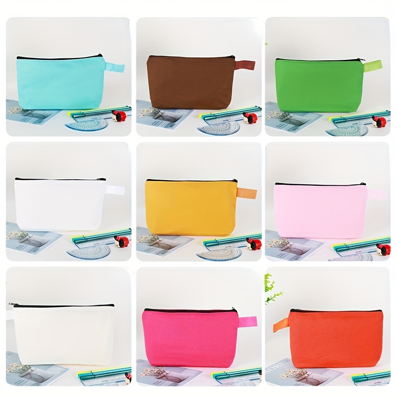  40 Pcs Canvas Makeup Bags Bulk Travel Cosmetic Pouch with  Zipper Compact Portable Small Traveling Zippered Toiletry Organizer Plain  Blank Colored Pencil Carrying Case in 20 Colors (7.5 x 5 x