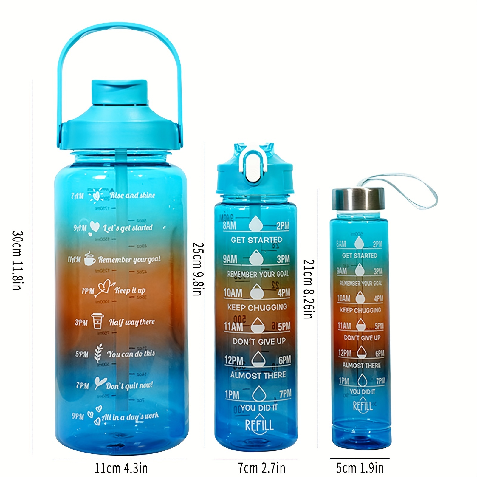 Motivational Water Jug Gym Water Bottle Set 3 in 1Water Bottle Set