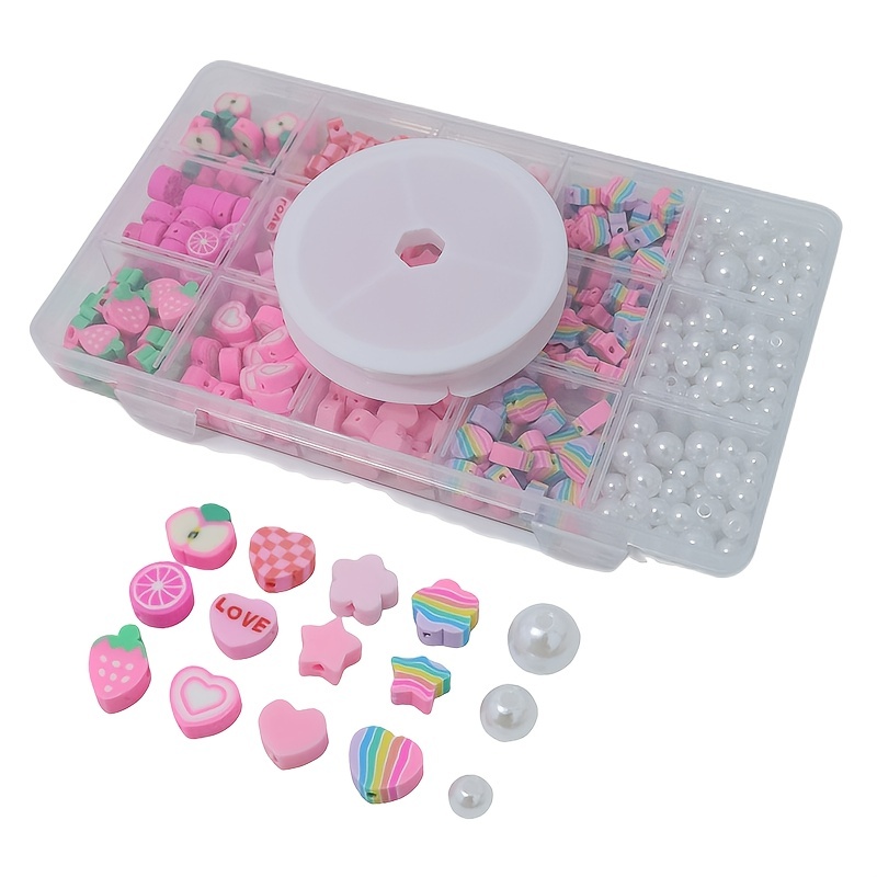 1box Clay Beads For Bracelet Making Kit Y2K Pink Cute Girl Style