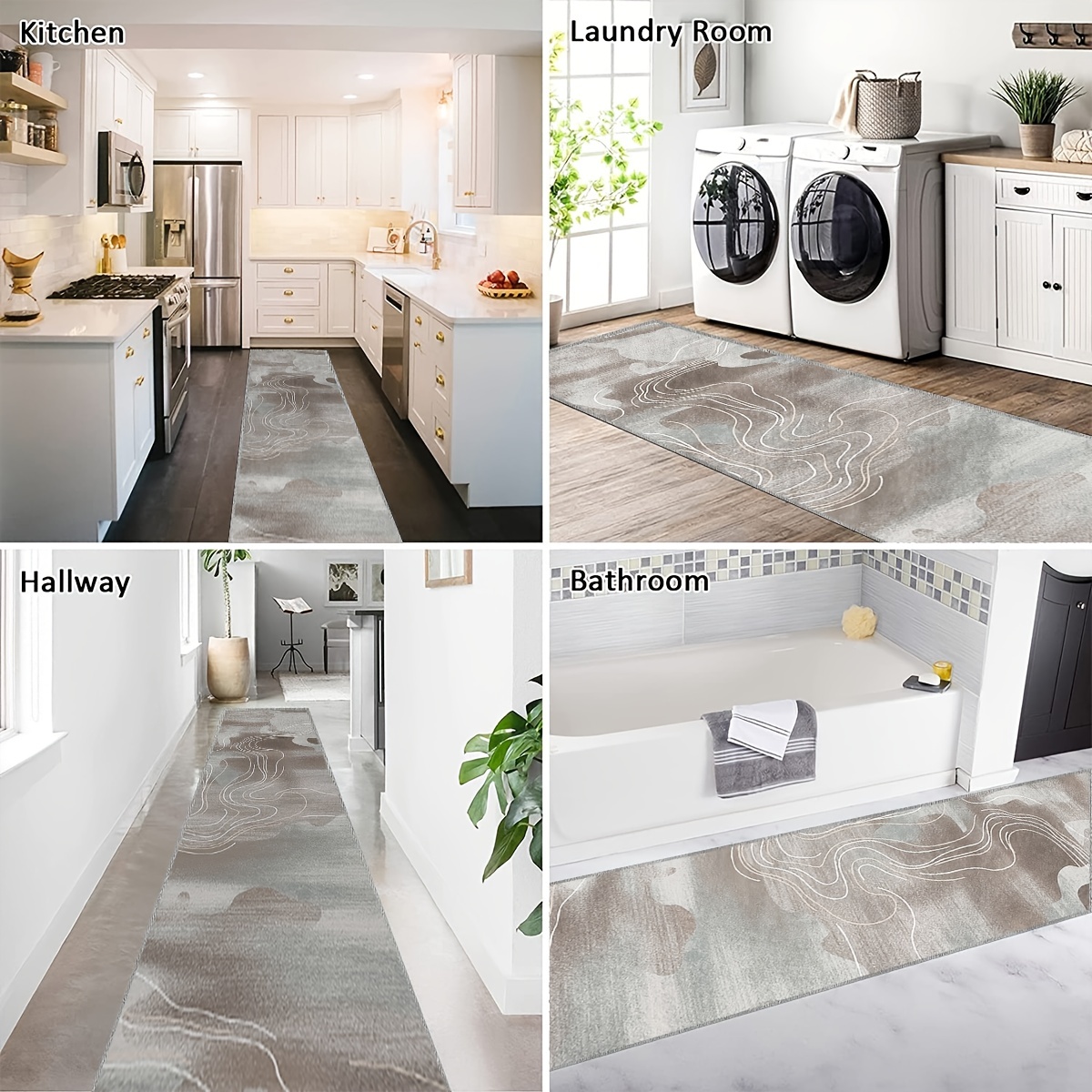Abstract Runner Rug Soft Hallway Oriental Long Modern Laundry Room