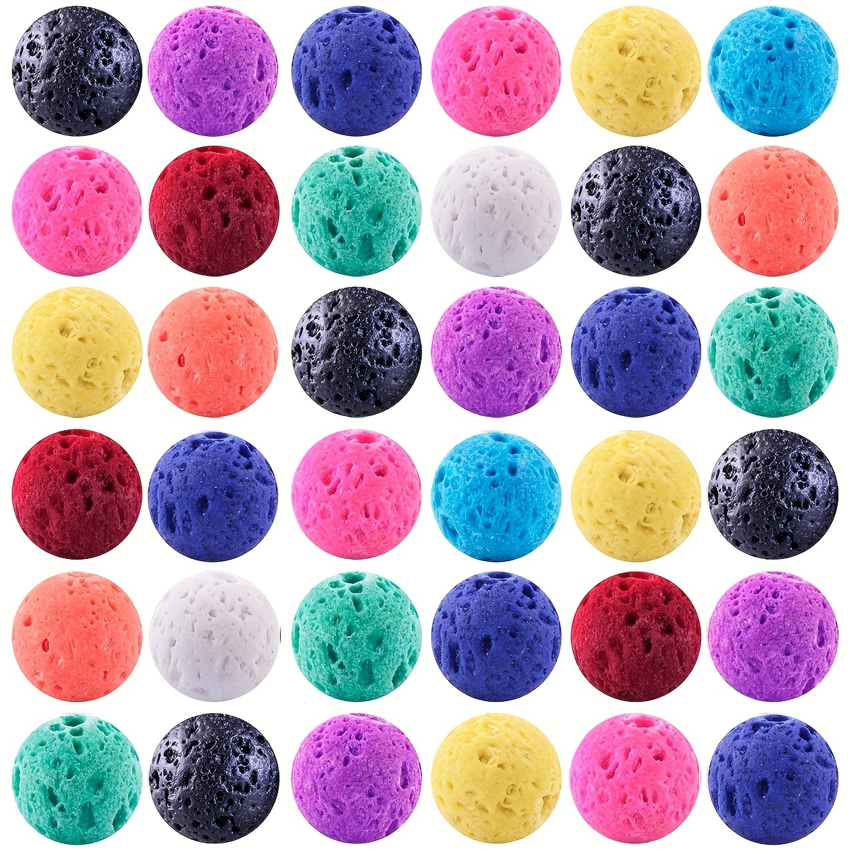 Colorful Lava Stone Beads Round Loose Chakra Rock Beads - Temu