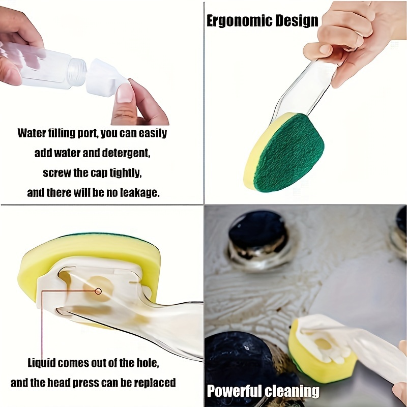 Refillable Liquid Cleaning Brush Sponges