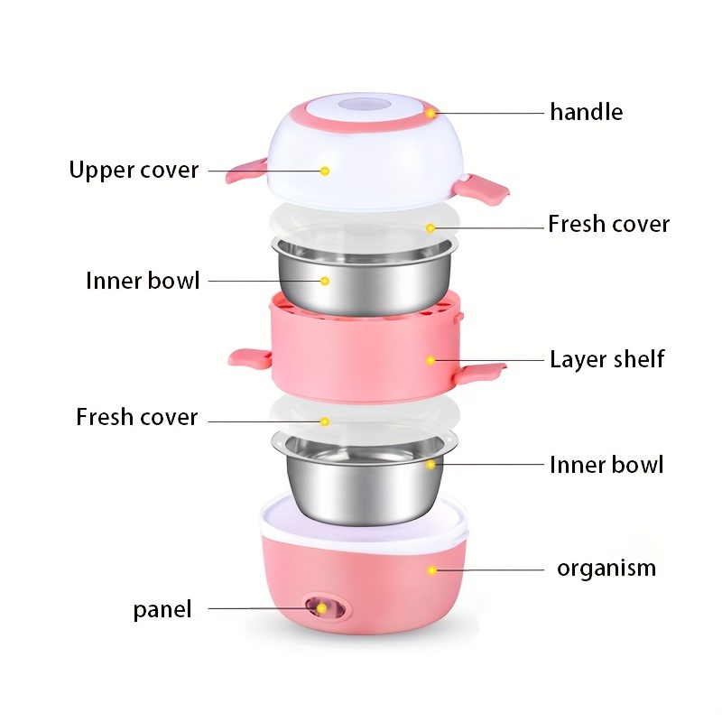 Electric Lunch Box, Hot Rice God, Steaming And Cooking Machine, 1 Person, 2  Pots, Office Workers Can Plug In Electric Heating And Insulation Lunch Box  - Temu