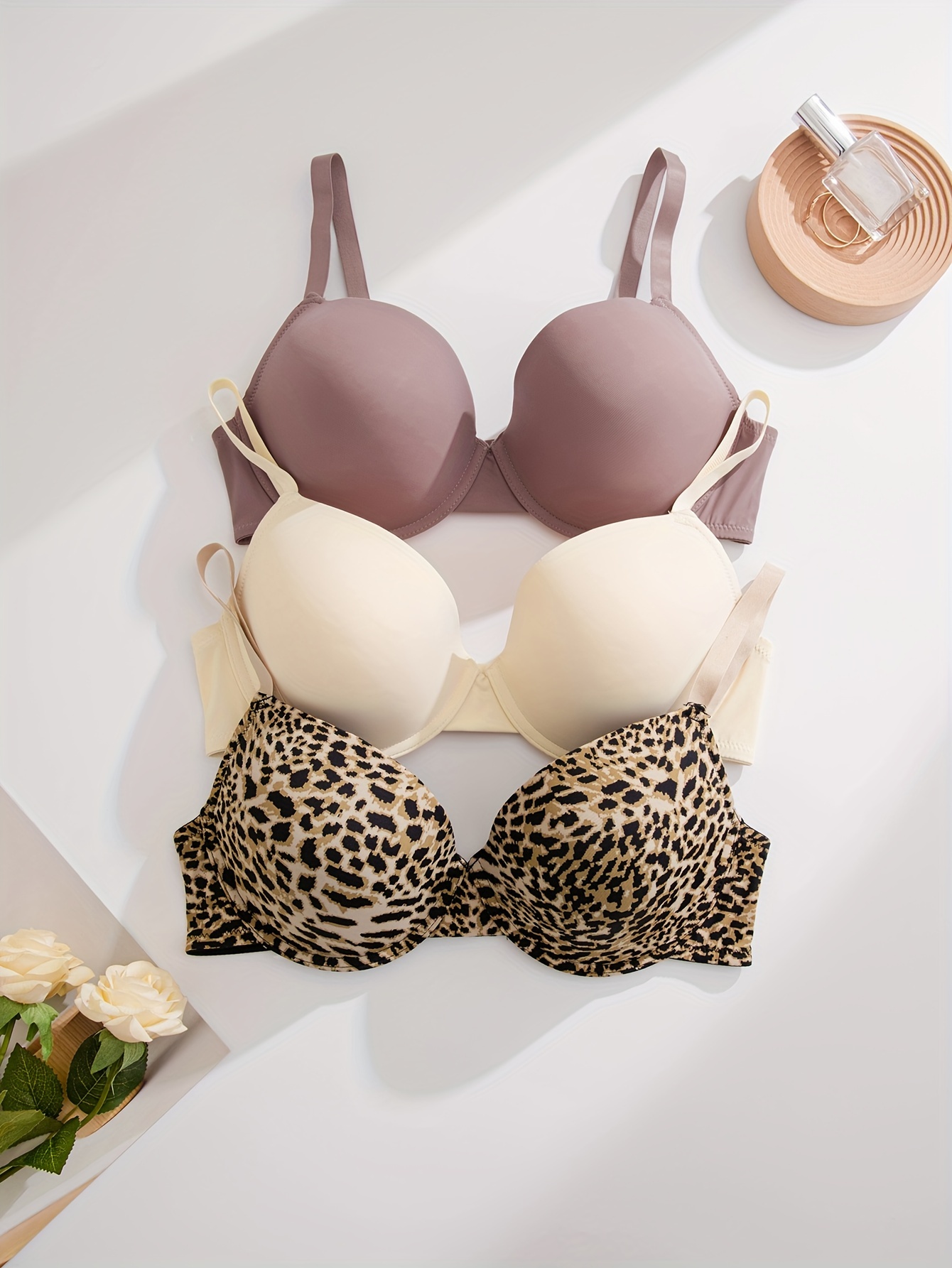 72 Bulk Women's Soft Bras Assorted Colors And Sizes With Leopard