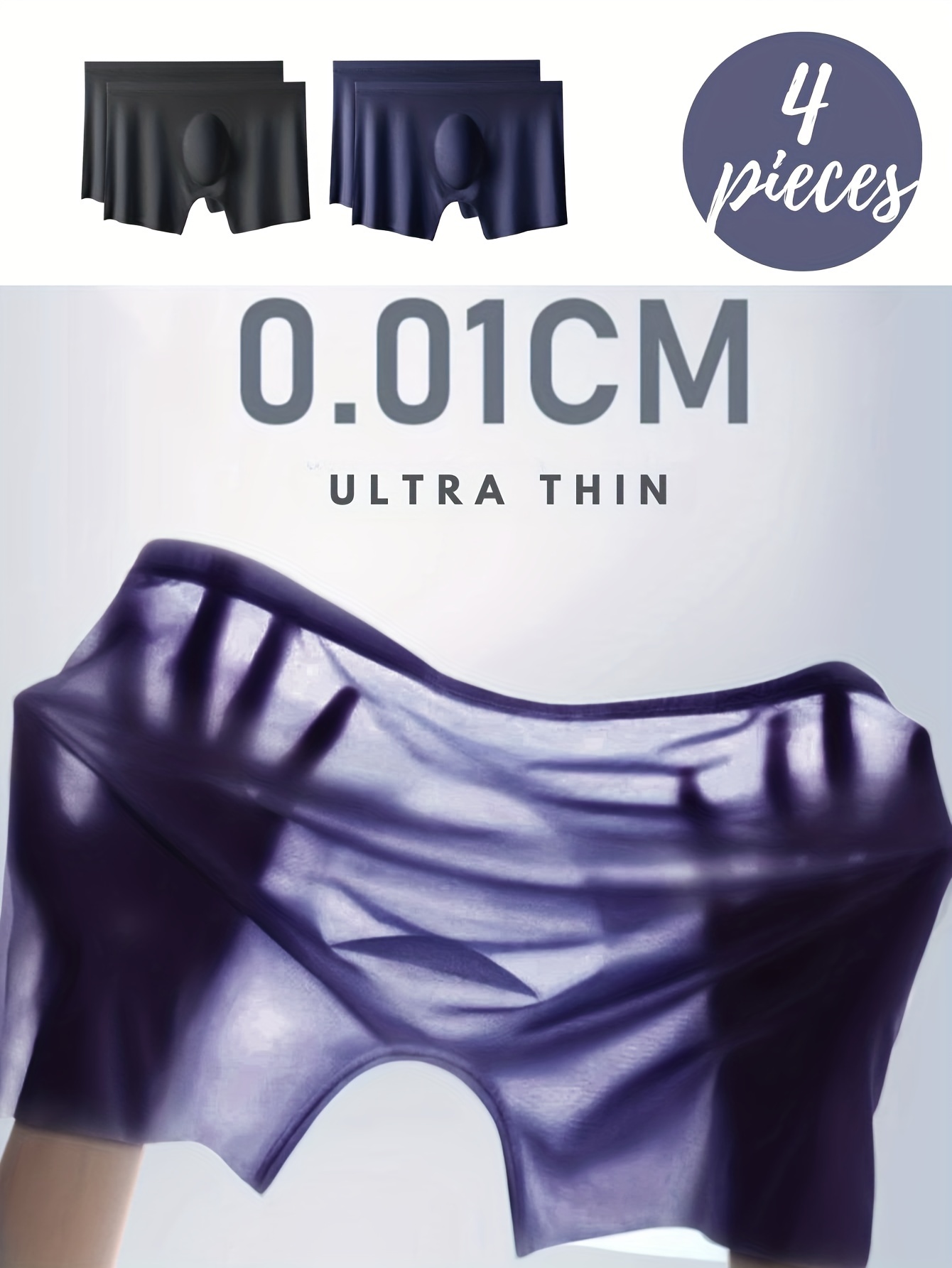 Men's Underwear Ice Silk 3d Pouch Boxer Briefs Ultra-thin