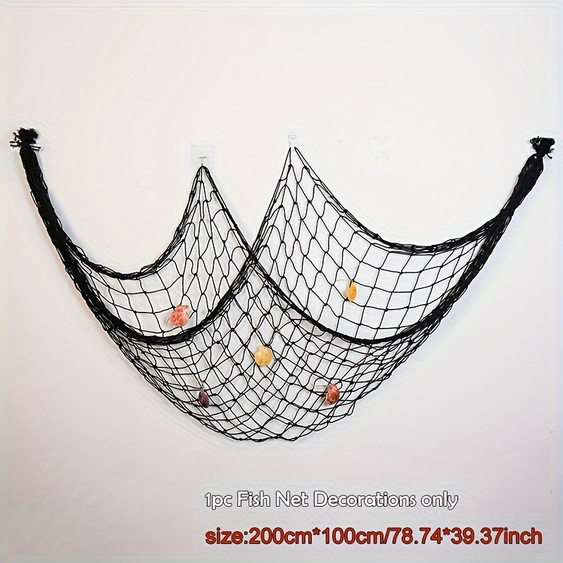 1pc Natural Fish Net Party Decorations For Pirate Party, Hawaiian Party,  Nautical Themed Fishnet Party Accessory, Wall Decorations  (size:200cm*100cm/7
