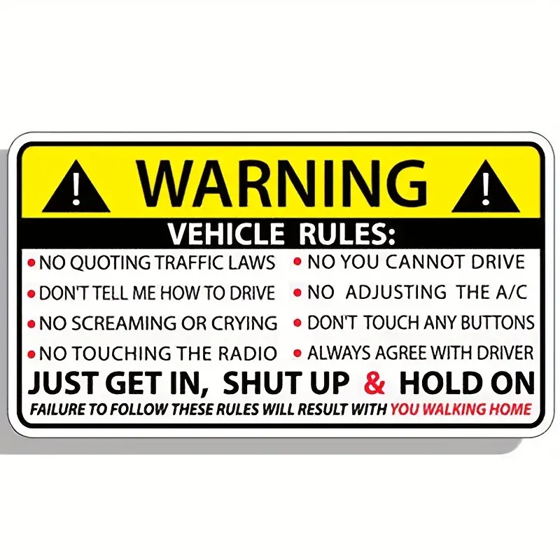 Vehicle Safety Warning Rules Sticker Decal Window Graphic - Temu
