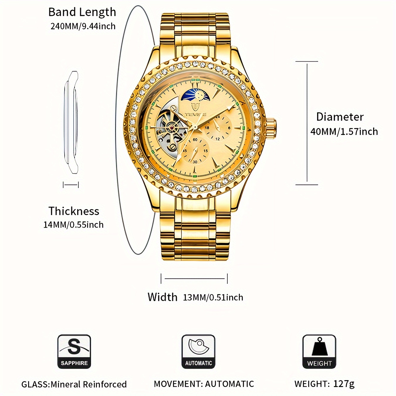 Tevise 2024 diamond watch