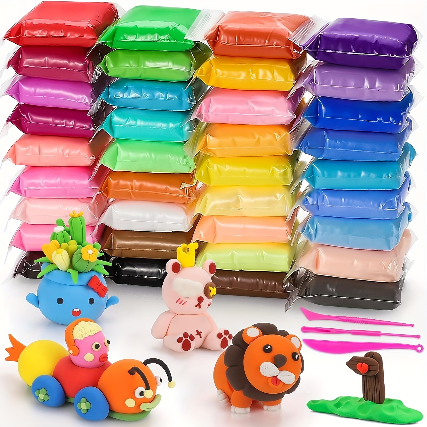 36pcs Colorful Air Dry Clay For Kids Clay Dough For Kids With Free Tools  Clay Starter Kit