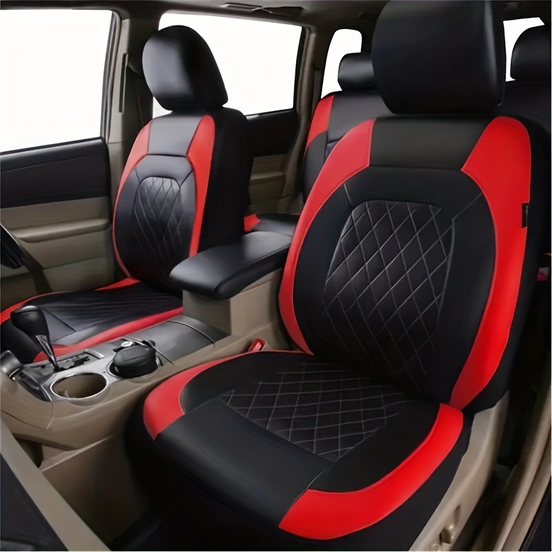 WANGIRL Sitzbezüge Auto Vordersitze 2 Stück, Autositzbezüge Leder Universal  Set, Kompatibel mit Den Meisten Limousinen und SUV (Schwarz Rot) :  : Auto & Motorrad