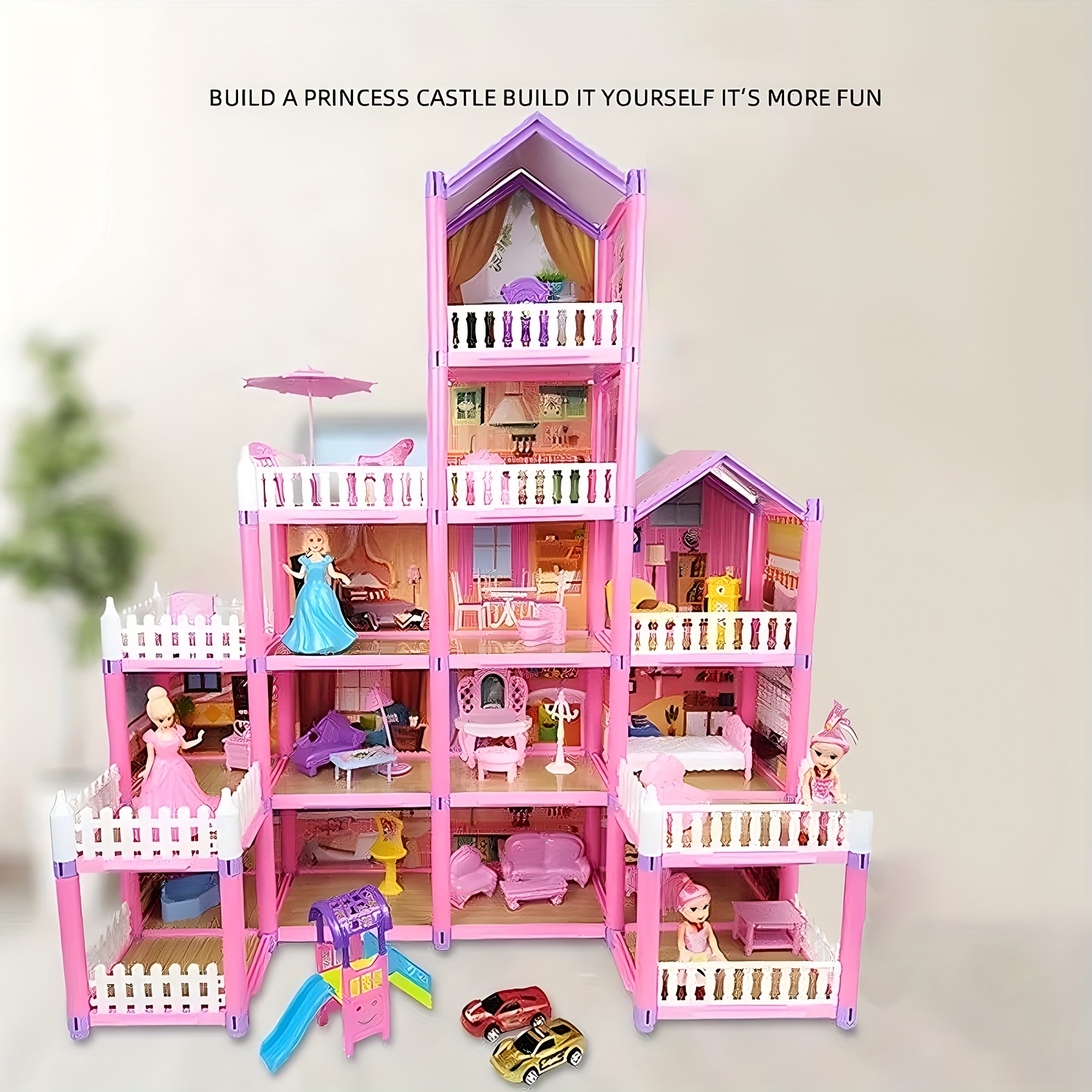 Diy Maisons de poupée Pliant Maison de poupée Villa Plastique Play House  Maison de poupée Jouets pour filles Enfants Cadeaux