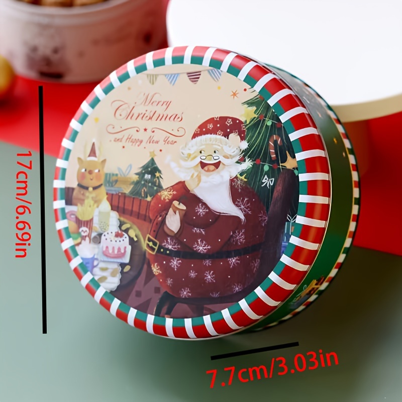 Christmas Cookie Tins Round Santa Holiday Treats Chocolate - Temu