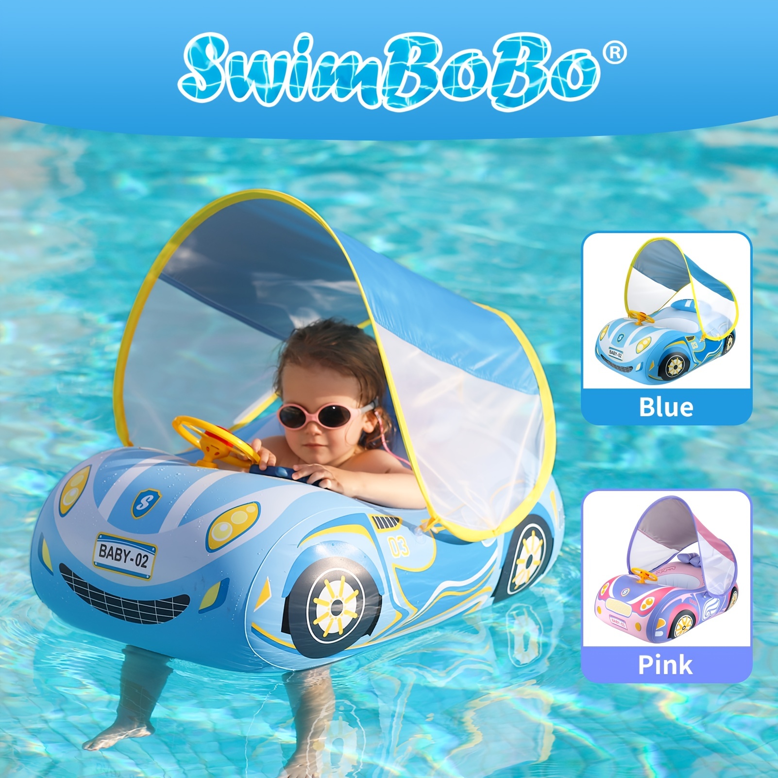 Piscina para bebés, piscina infantil de tiburón con dosel, piscina inflable  portátil para niños con rociador de agua, centro de juegos de agua para