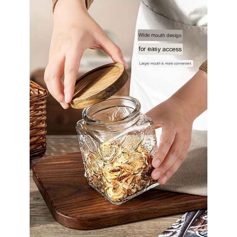 High-quality Glass Jar With Wooden Lid - Perfect For Kitchen, Bathroom, And  Refrigerator Storage - Ideal For Candy, Snacks, And More - Temu