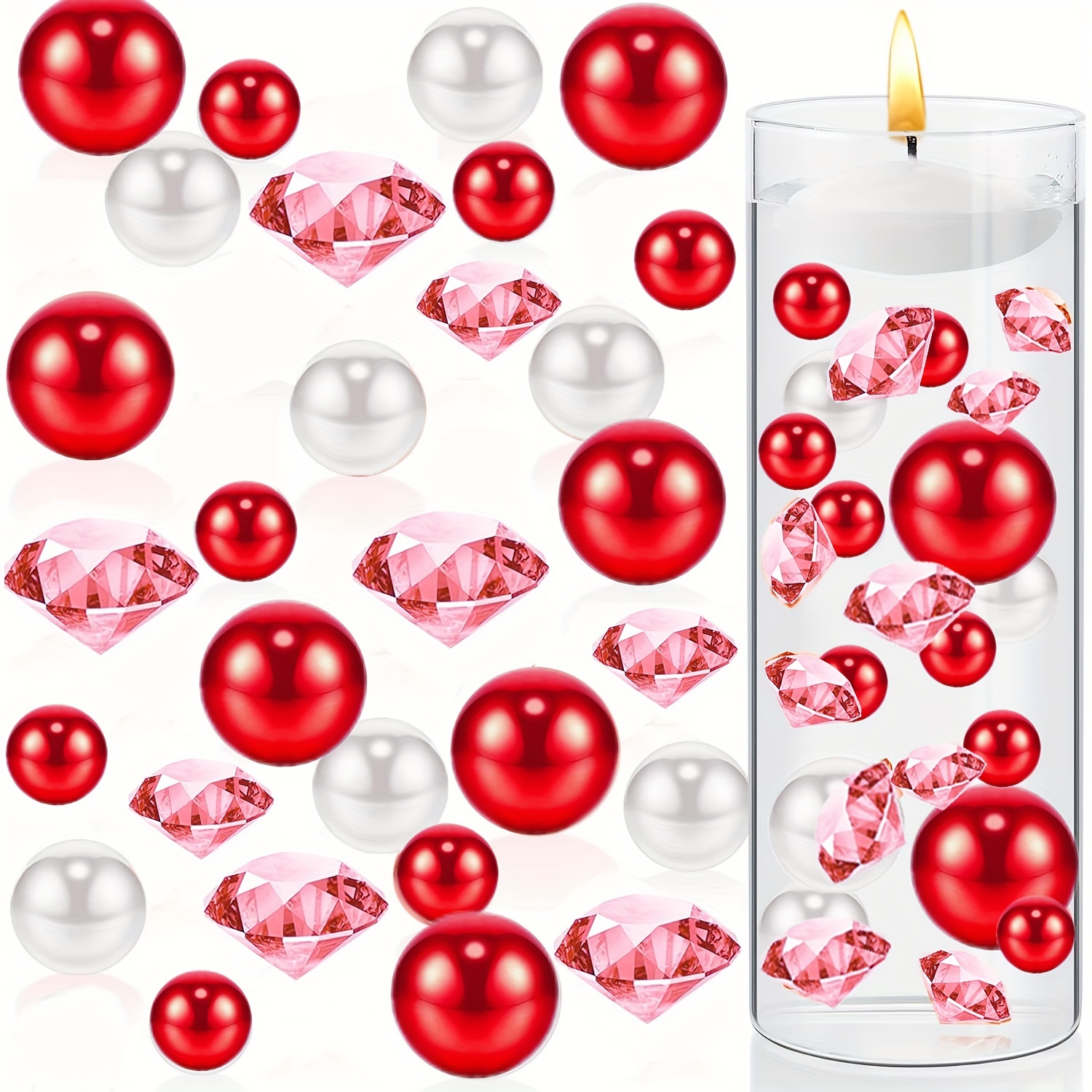 2050 Pieces Valentine's Day Vase Filler Pearls For Vase Valentine's Day Vase  Floating Pearls