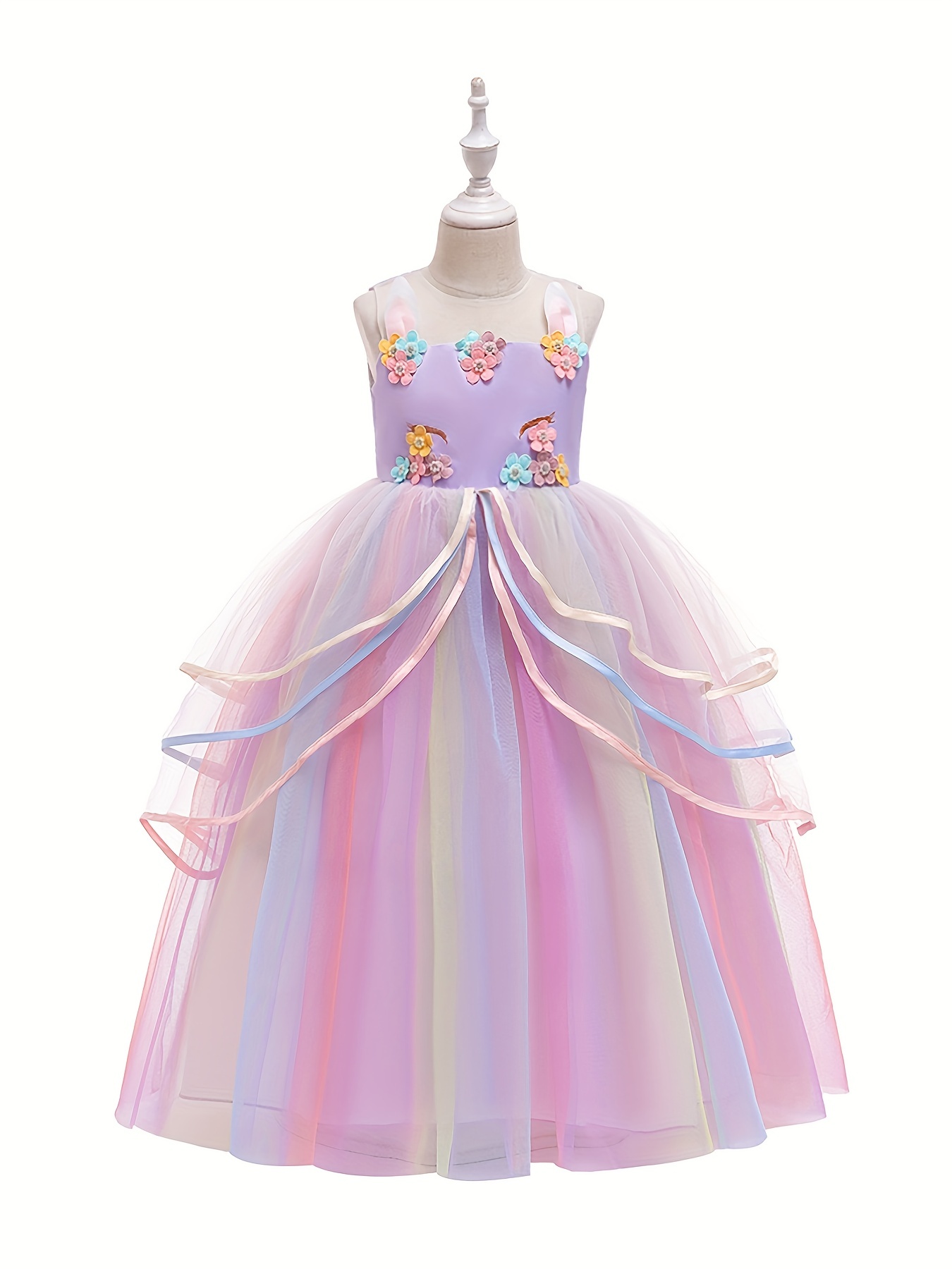 bellissimo vestito da festa in maglia arcobaleno a forma di cuore con  maniche a mosca principessa da bambina Solo 17,99 € PatPat EUR Cellulare