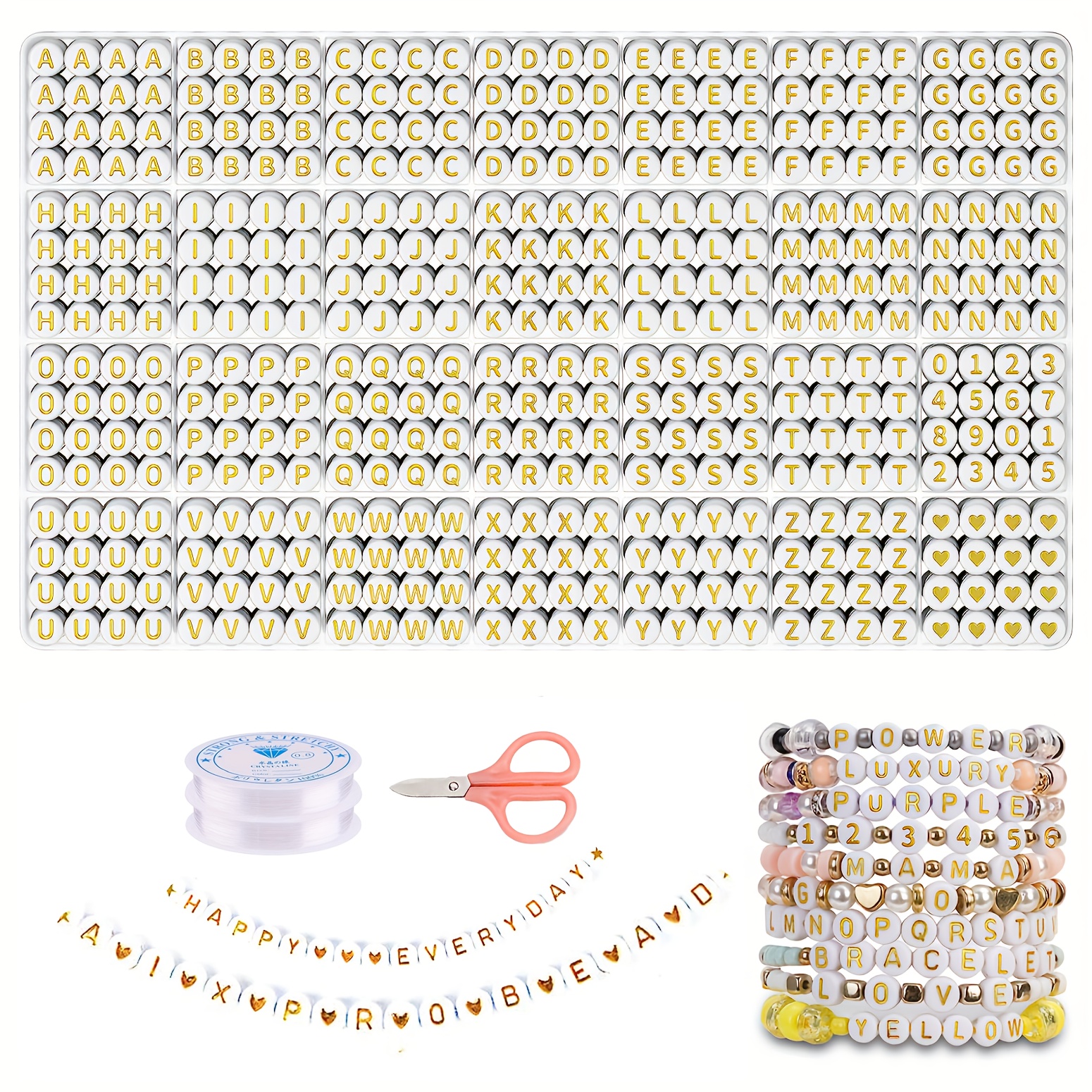700pcs 7 Colors Round Letter Beads Acrylic Alphabet Number Beads for  Jewelry Making DIY Necklace Bracelet (