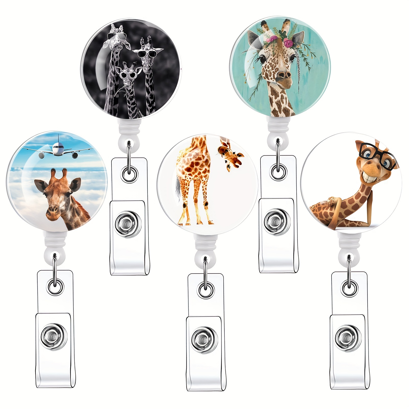 5pcs Retractable Id Badge Holders Id Badge Reels With Clip On