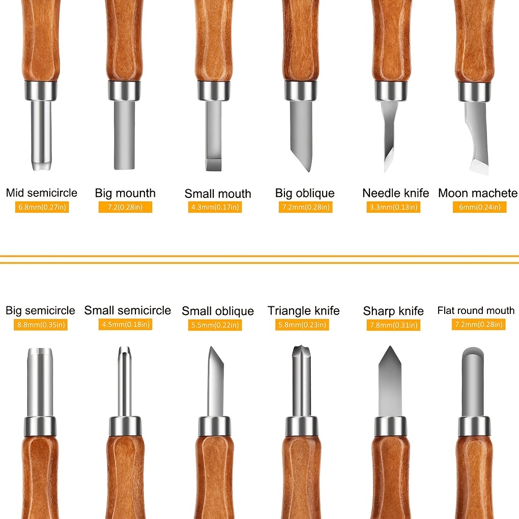 AUGSUN Juego de cuchillos para tallar madera - Juego de 20 herramientas de  tallado a mano para expertos y principiantes de escultura de bricolaje