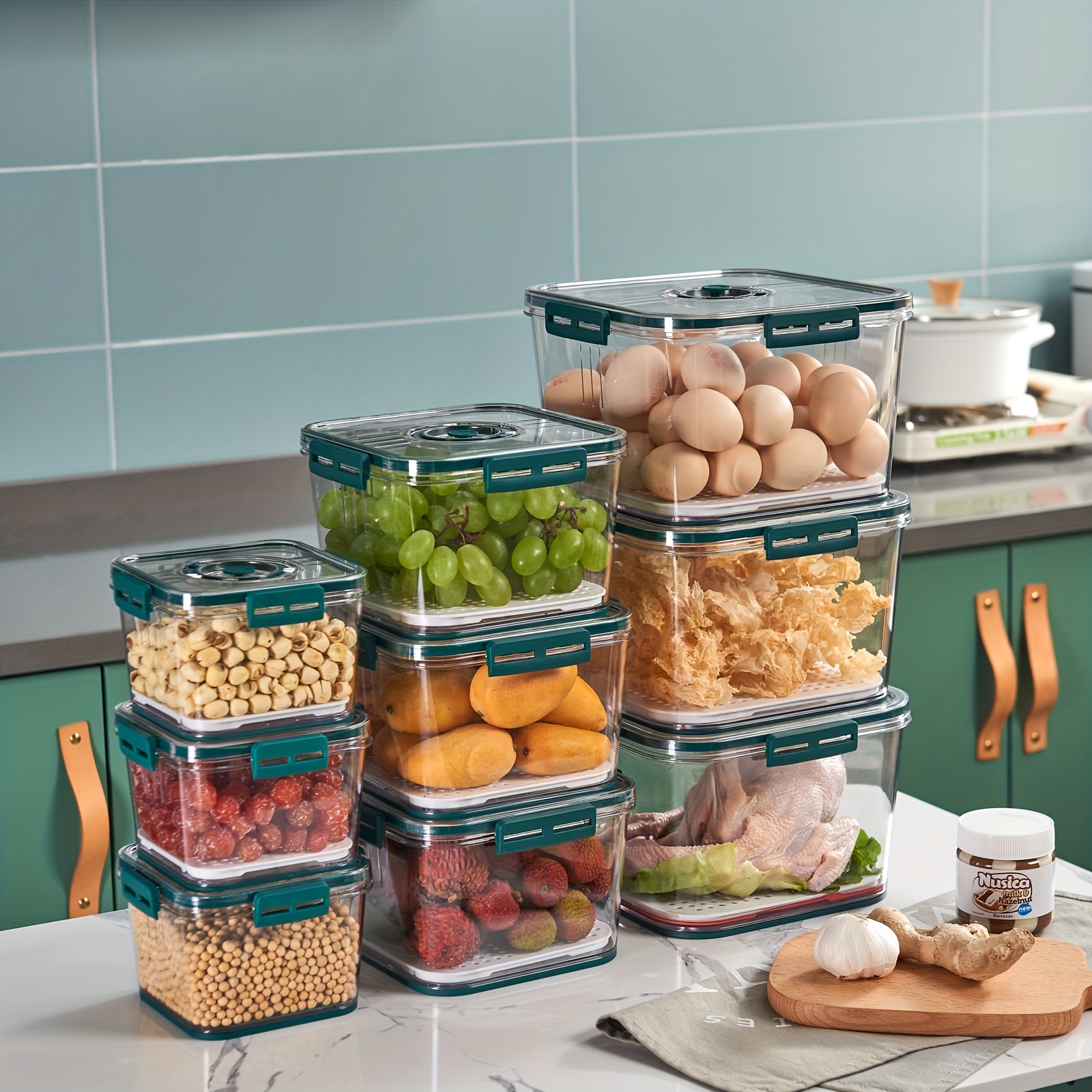 Refrigerator Organizer Bins Fresh Food Storage Containers Set Produce Saver  Stackable Fridge Storage With Removable Drain Tray For Fruits, Vegetables
