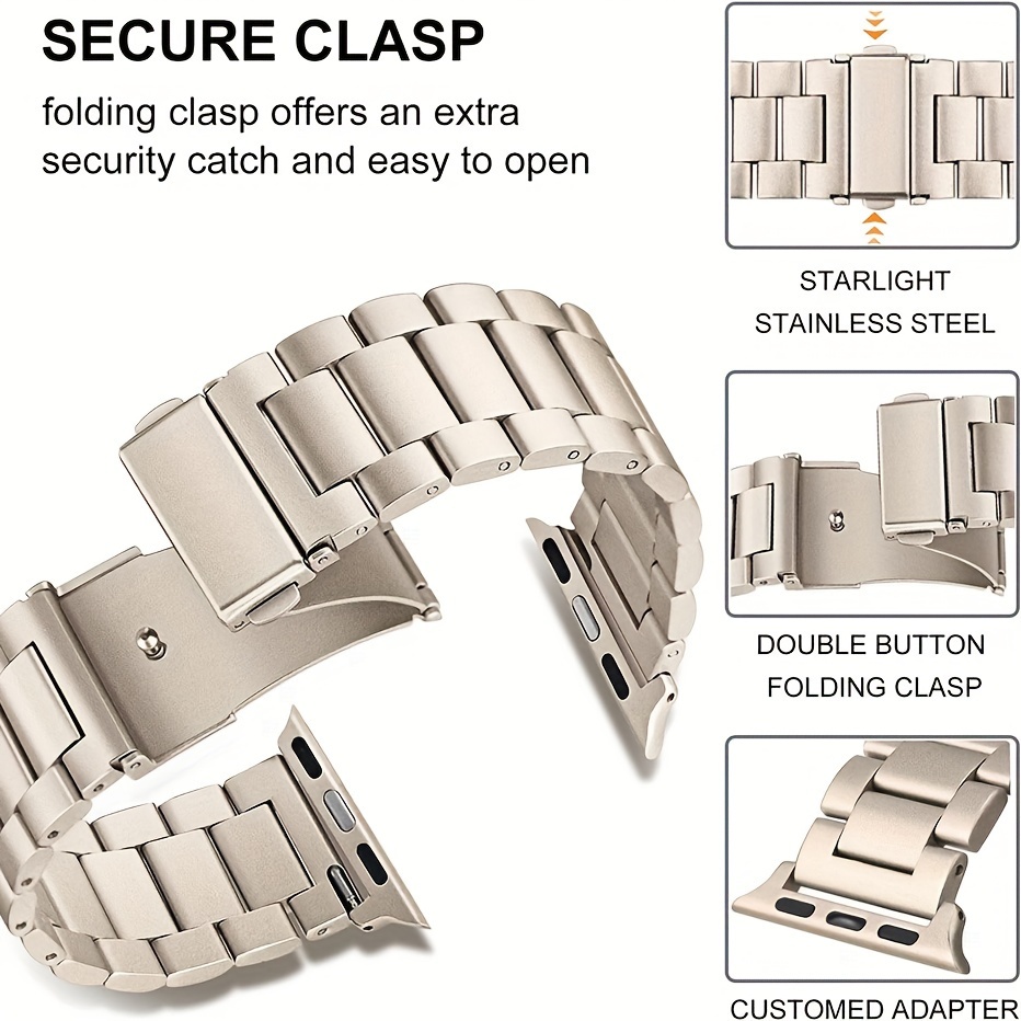 Tri- Fold Security Clasp For Metal Watch Bracelets