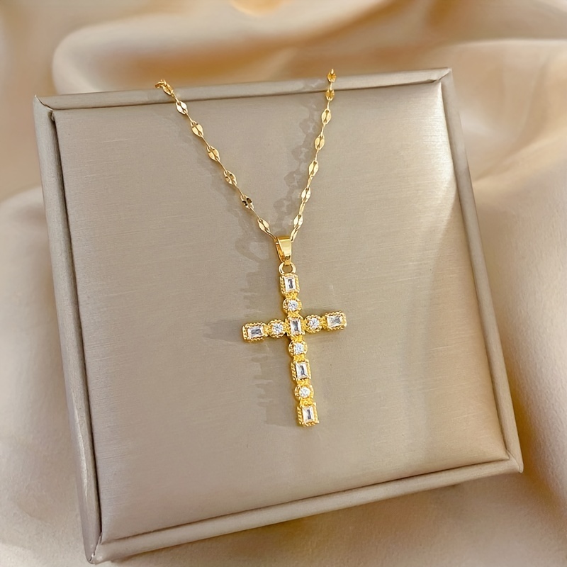 Christian Cross Charm Necklace Men's Stainless Steel - Temu Austria