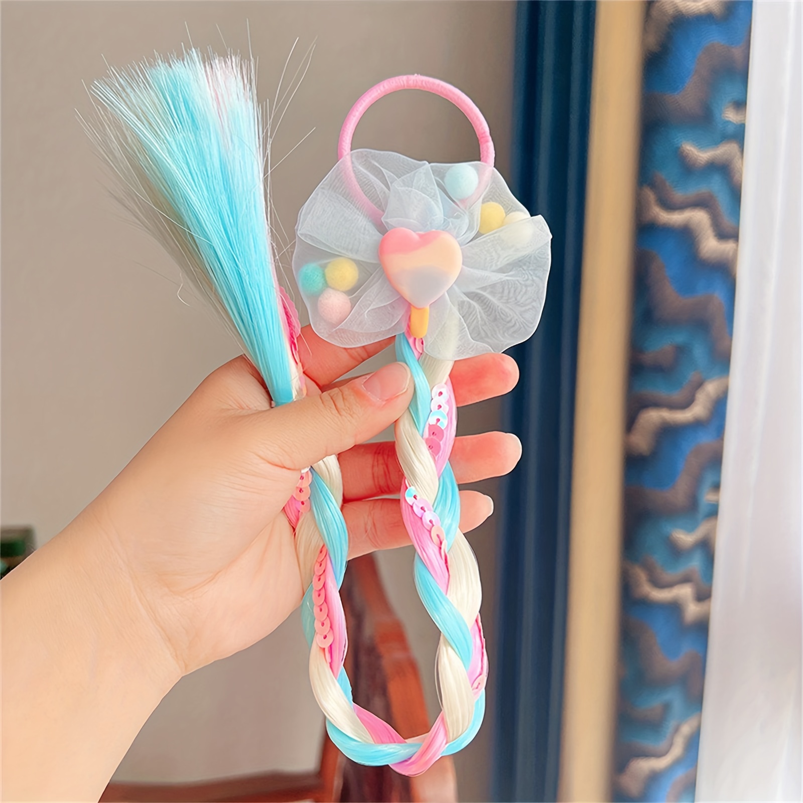 Kit De 5 Tresses Colorées Princesse Pour Filles - Extensions à Élastiques - Longueur 40 Cm - Pour Cosplay, Fête, Carnaval, Halloween