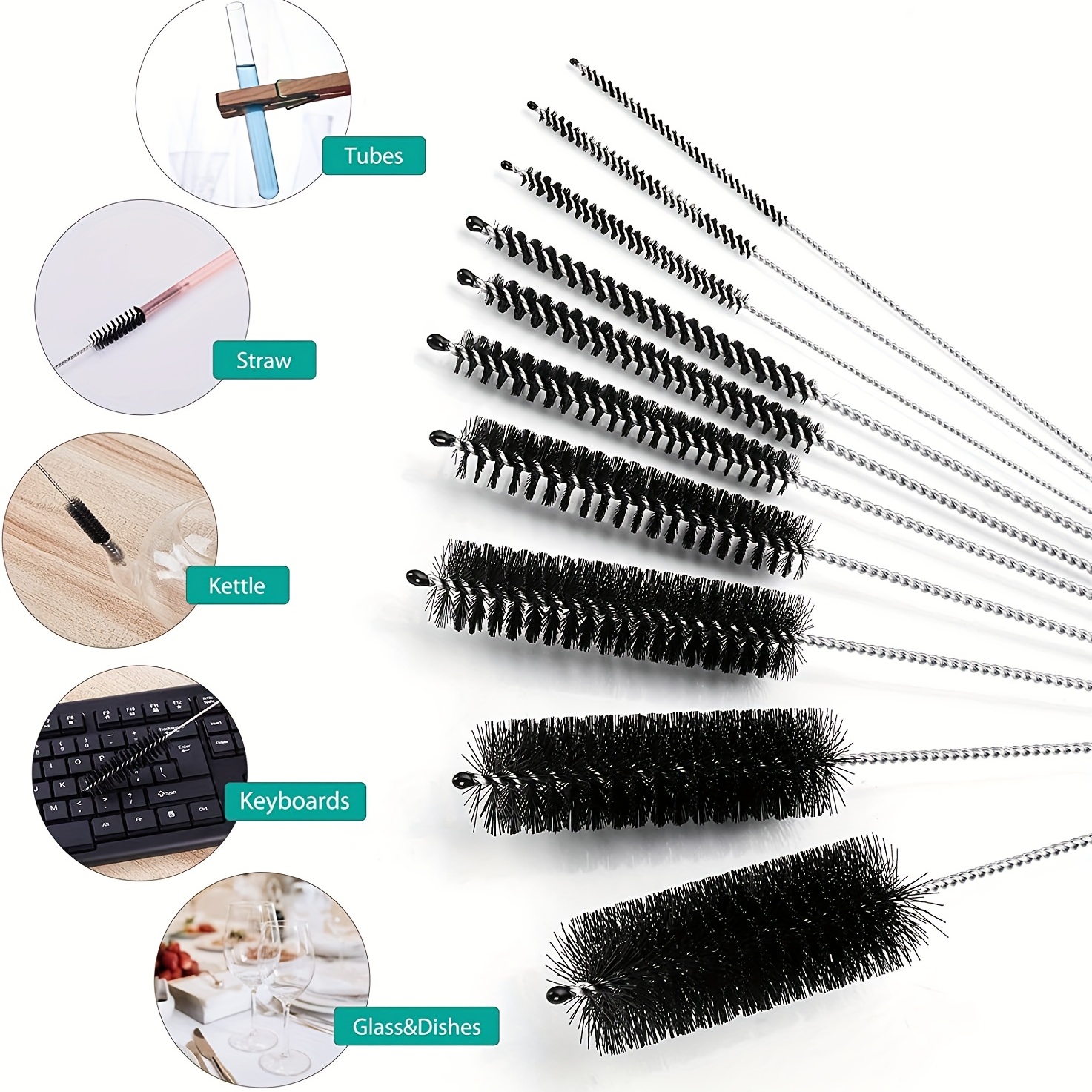 Bottle Brushes For Cleaning Small Pipe Cleaner Brush Small Brush For  Cleaning,reusable Straw Cleaner Brush,black
