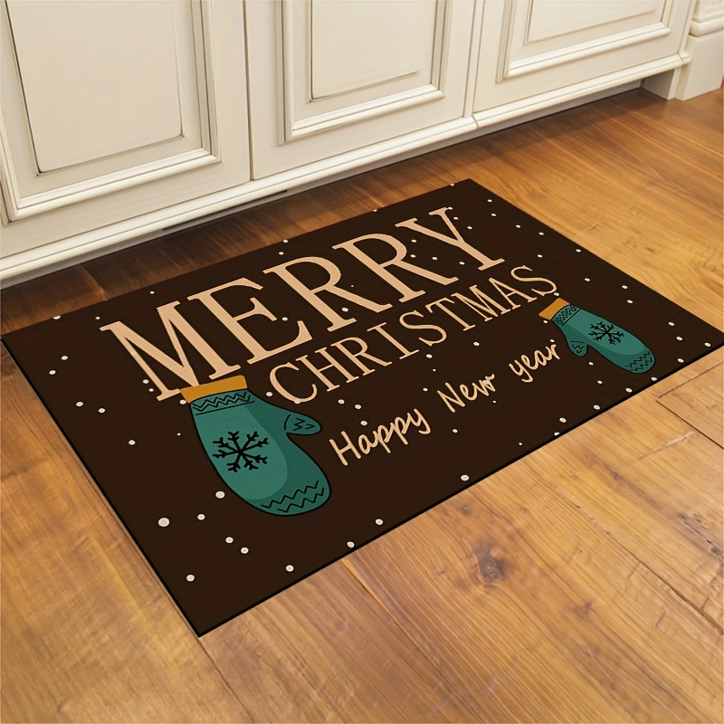 Merry Christmas Wooden Board Print Floor Mat Waterproof Non - Temu