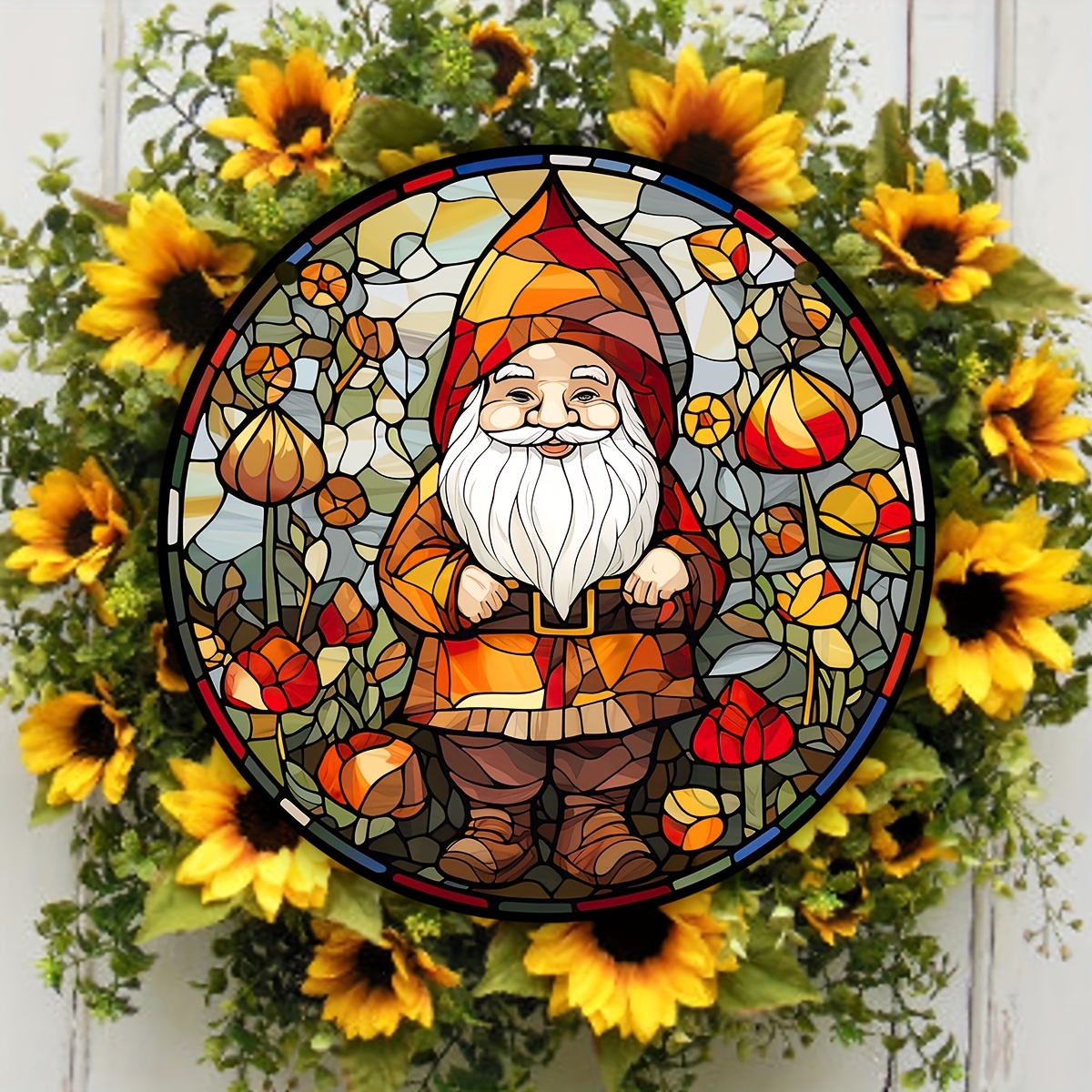 Gnome Stained Window Hangings Gnomes Christmas Elf Fall Home - Temu