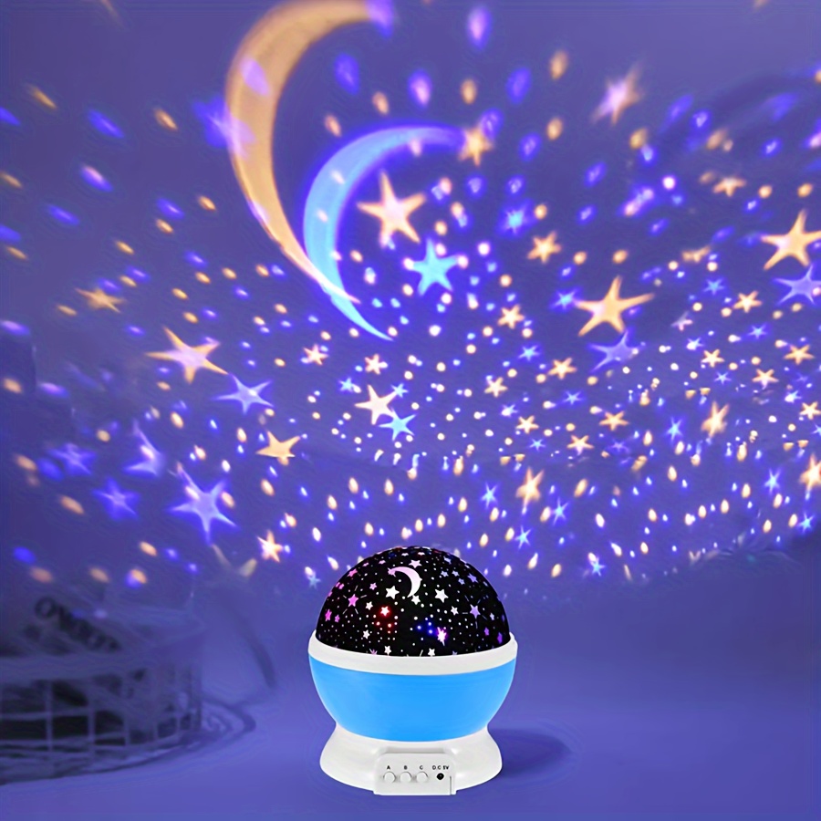 Lámpara de proyector estrellado portátil, luz nocturna colorida giratoria  de 360 °, 8 modos de iluminación