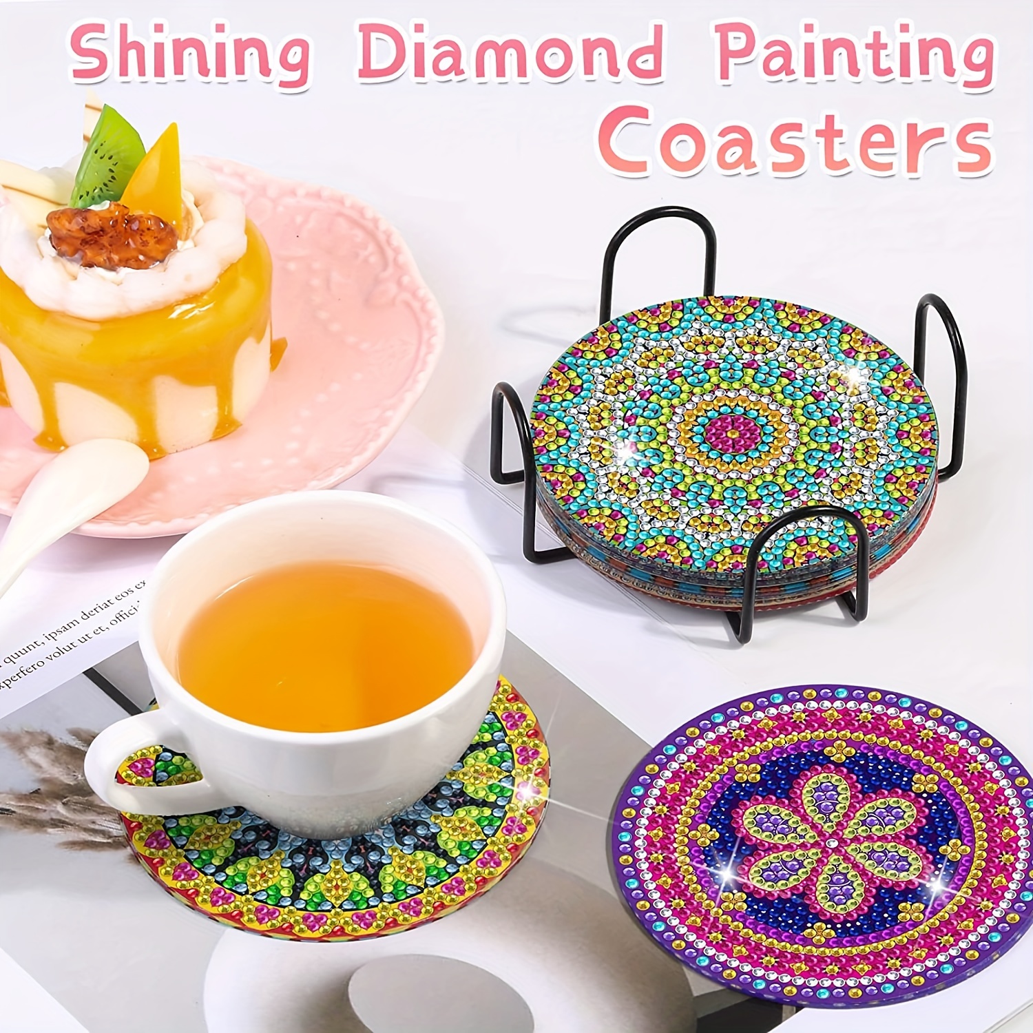 Diamond Art Coasters with Holder 6 Pcs Mandala DIY Diamond Painting  Coasters Kit Diamond Coaster Kit for Adults, Small Diamond Painting Mandala  Kits Heat-Resistant Diamond Dots Art Coasters : : Home